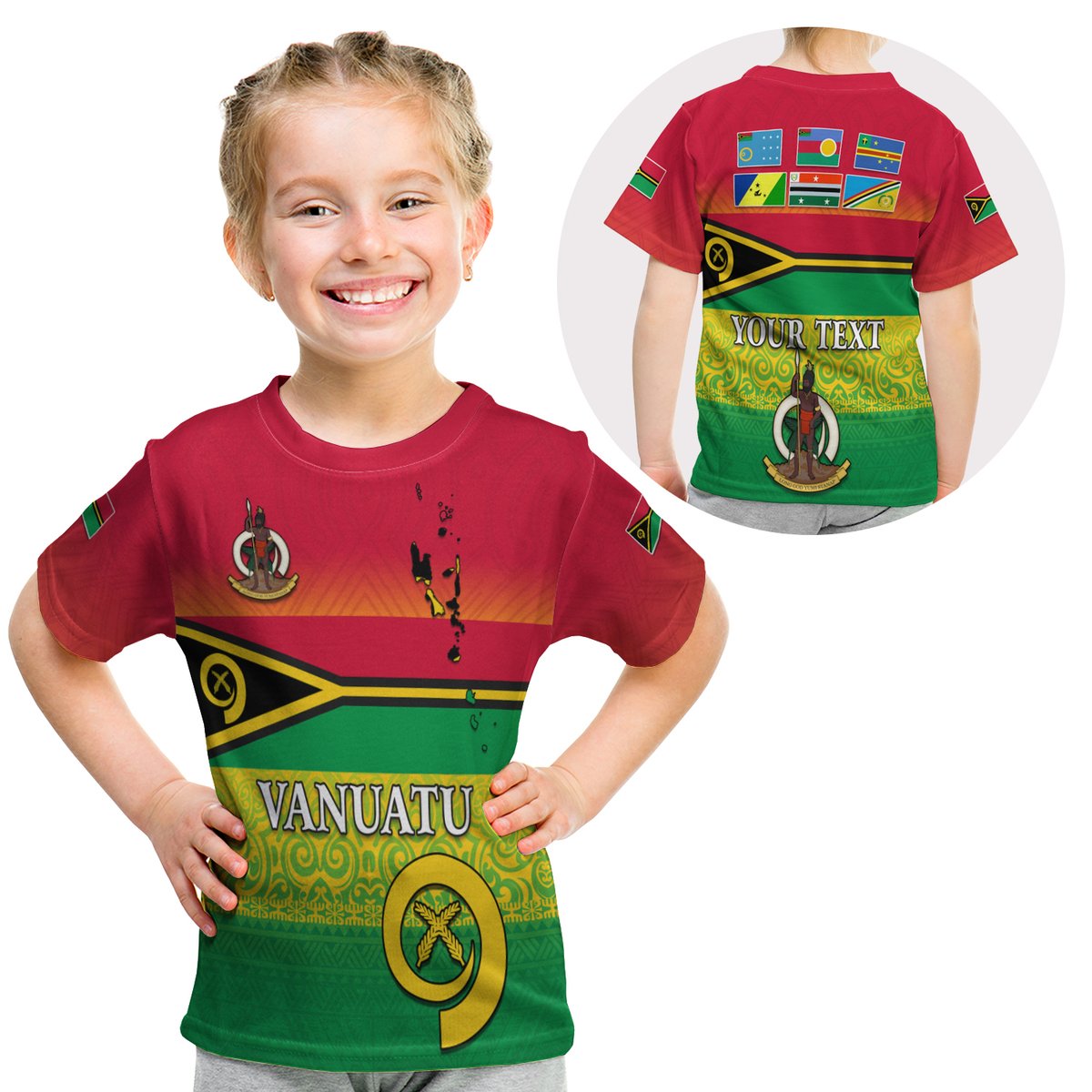 (Custom Personalised) Vanuatu Color T Shirt Kid Six Provinces And Map LT13 Youth XL Size14 - Polynesian Pride