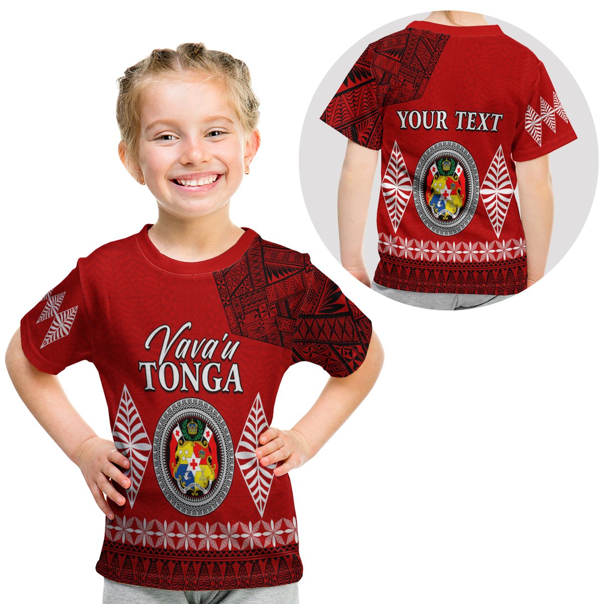 (Custom Personalised) Vava U Tonga T Shirt Kid Tongan Ngatu LT13 Youth XL Size14 - Polynesian Pride