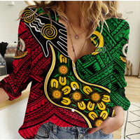 (Custom Personalised) Vanuatu Mix Aboriginal Casual Shirt LT6 Female Red - Polynesian Pride