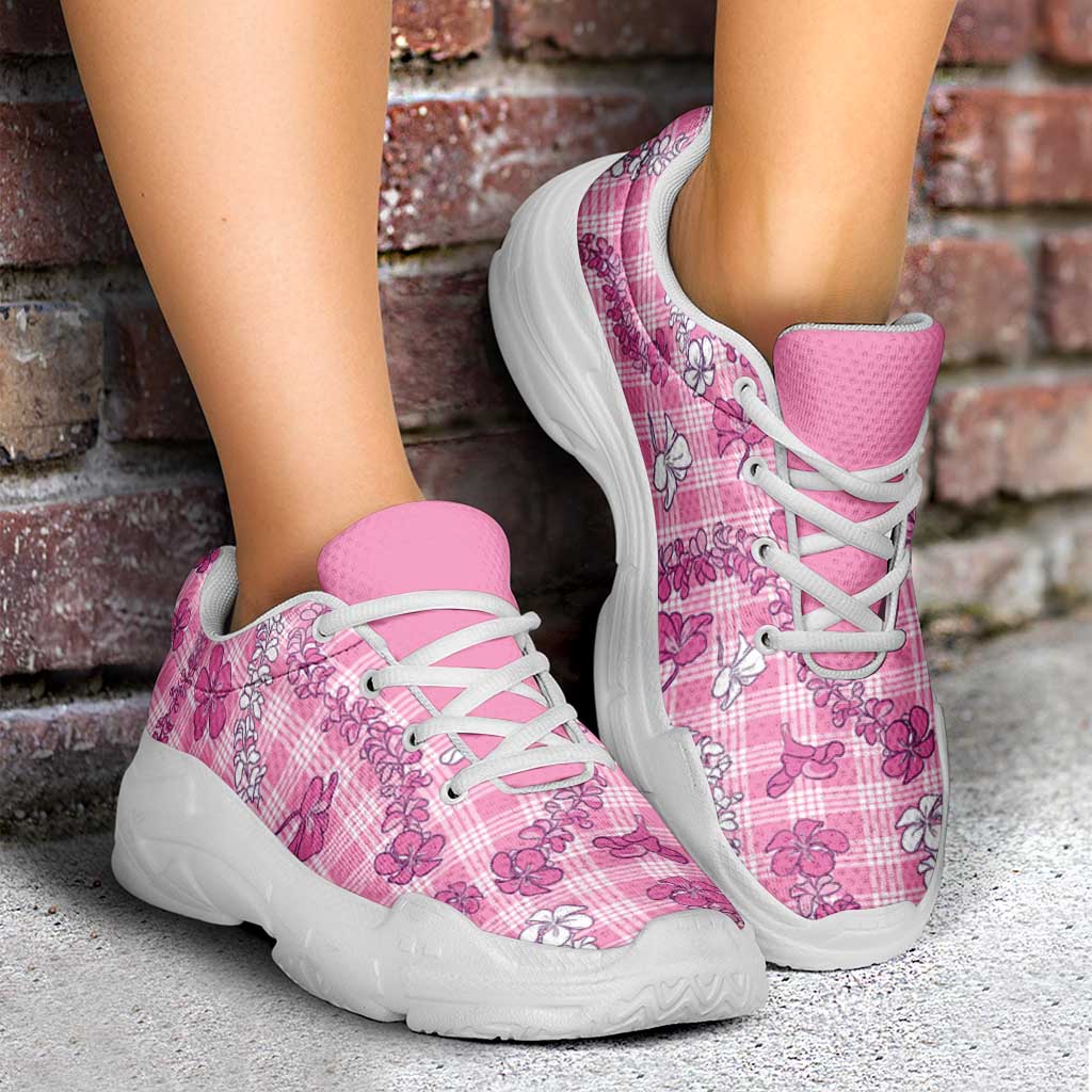 Alaka Aloha Hawaii Chunky Sneakers Plumeria Lei With Palaka Motif LT14 - Polynesian Pride