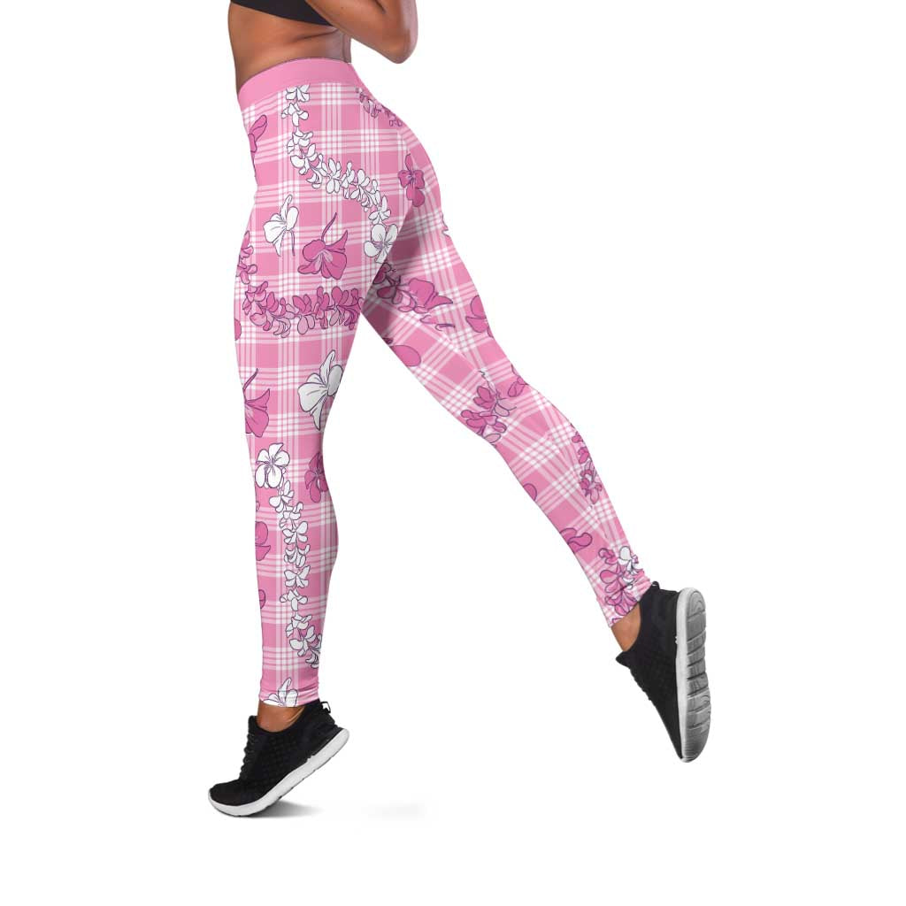 Alaka Aloha Hawaii Leggings Plumeria Lei With Palaka Motif - Polynesian Pride