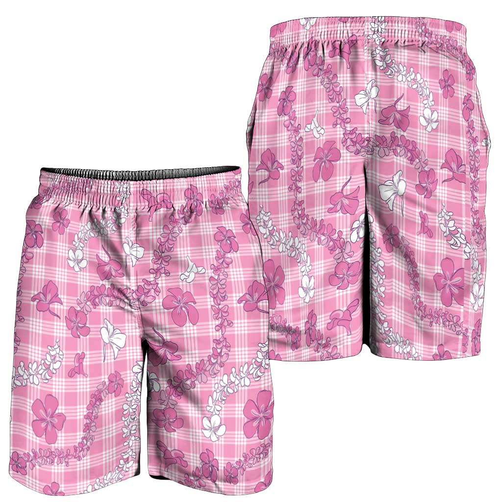 Alaka Aloha Hawaii Shorts for Men Plumeria Lei With Palaka Motif - Polynesian Pride