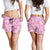 Alaka Aloha Hawaii Shorts for Women Plumeria Lei With Palaka Motif - Polynesian Pride