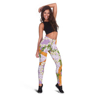 Aloha Festive Hawaii Leggings Mokihana - Maile and Ilima on Lilac - Polynesian Pride