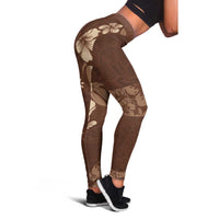 Aloha Hawaii Floral Tapa Leggings Patchwork Mocha - Polynesian Pride