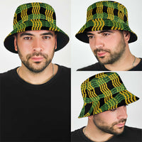 Aloha Hawaii Ilima Maile Lei Bucket Hat Palaka Inspired Hawaiian-plaid Black