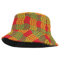 Aloha Hawaii Ilima Maile Lei Bucket Hat Palaka Inspired Hawaiian-plaid Red