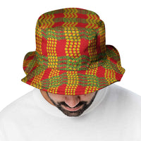 Aloha Hawaii Ilima Maile Lei Bucket Hat Palaka Inspired Hawaiian-plaid Red