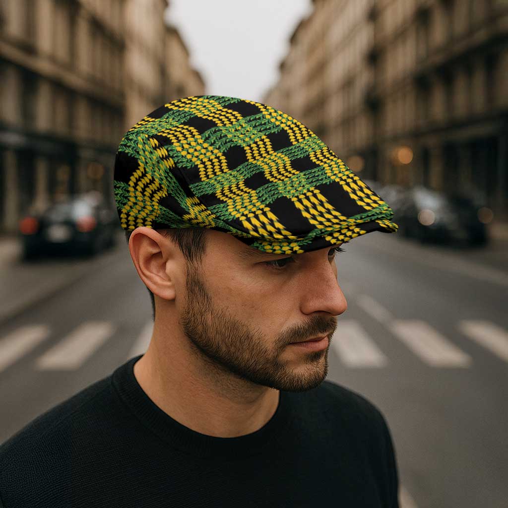 Aloha Hawaii Ilima Maile Lei Jeff Hat Palaka Inspired Hawaiian-plaid Black