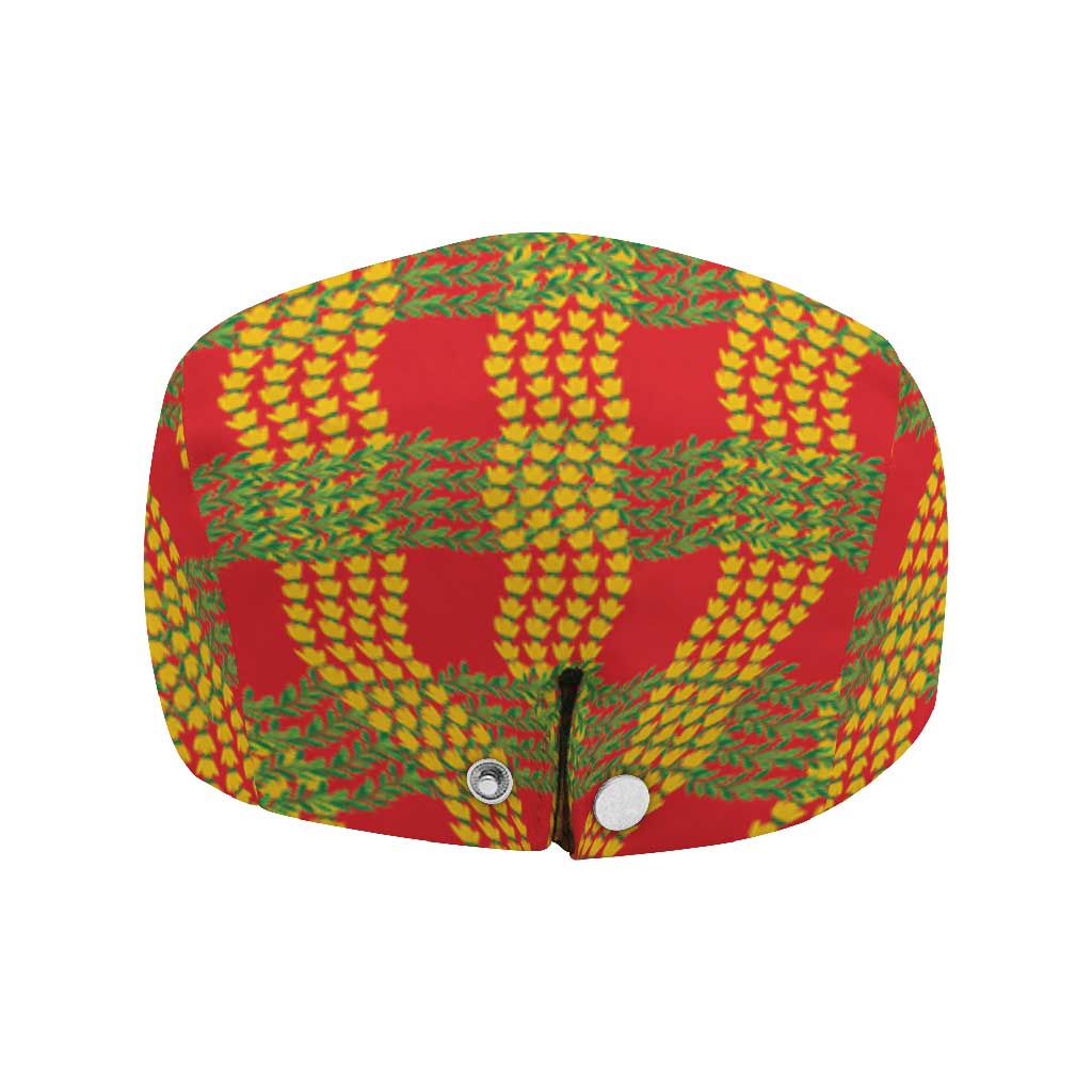 Aloha Hawaii Ilima Maile Lei Jeff Hat Palaka Inspired Hawaiian-plaid Red