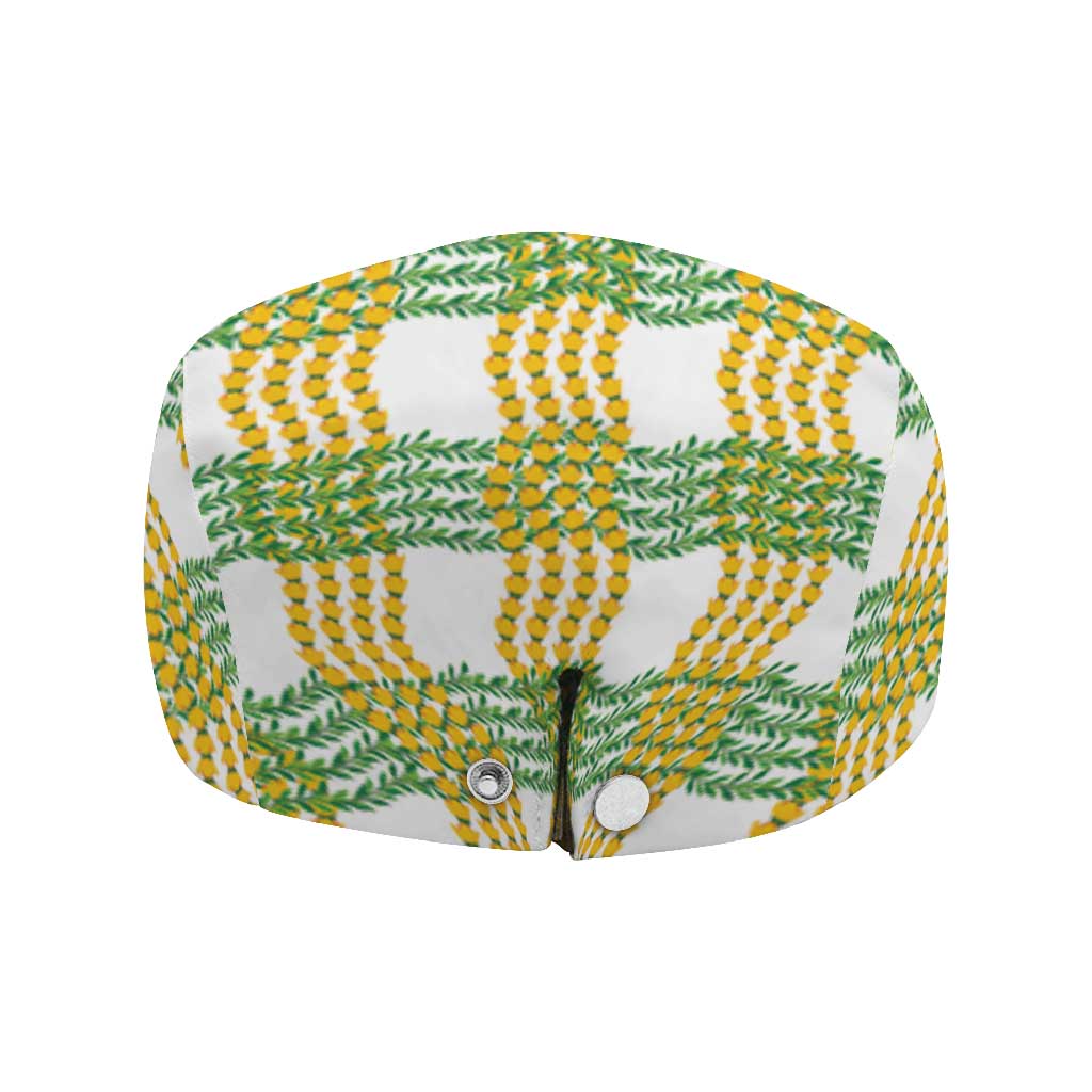 Aloha Hawaii Ilima Maile Lei Jeff Hat Palaka Inspired Hawaiian-plaid White