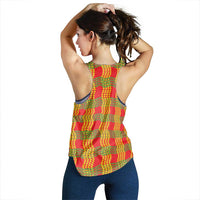 Aloha Hawaii Ilima Maile Lei Women Racerback Tank Palaka Inspired Hawaiian-plaid Red