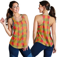 Aloha Hawaii Ilima Maile Lei Women Racerback Tank Palaka Inspired Hawaiian-plaid Red