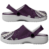 Aloha Hawaii Kalo Pikake Lei Clogs Shoes Chest Tattoo Purple Hawaiian Pattern