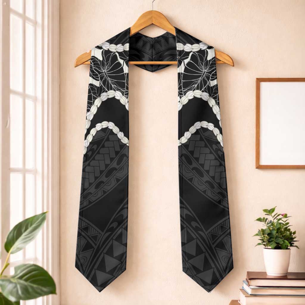 Aloha Hawaii Kalo Pikake Lei Graduation Stole Chest Tattoo Black Hawaiian Pattern
