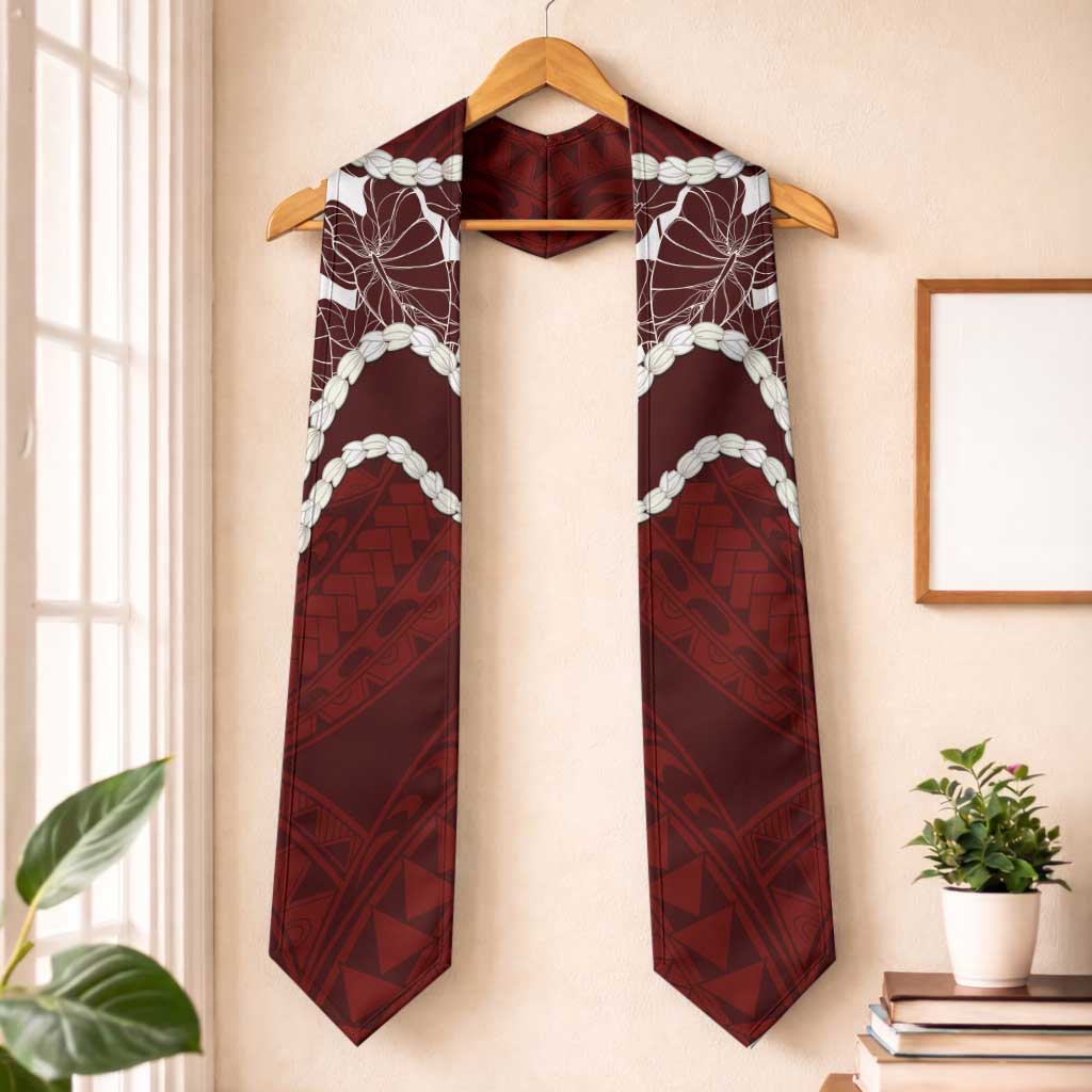 Aloha Hawaii Kalo Pikake Lei Graduation Stole Chest Tattoo Oxblood Hawaiian Pattern