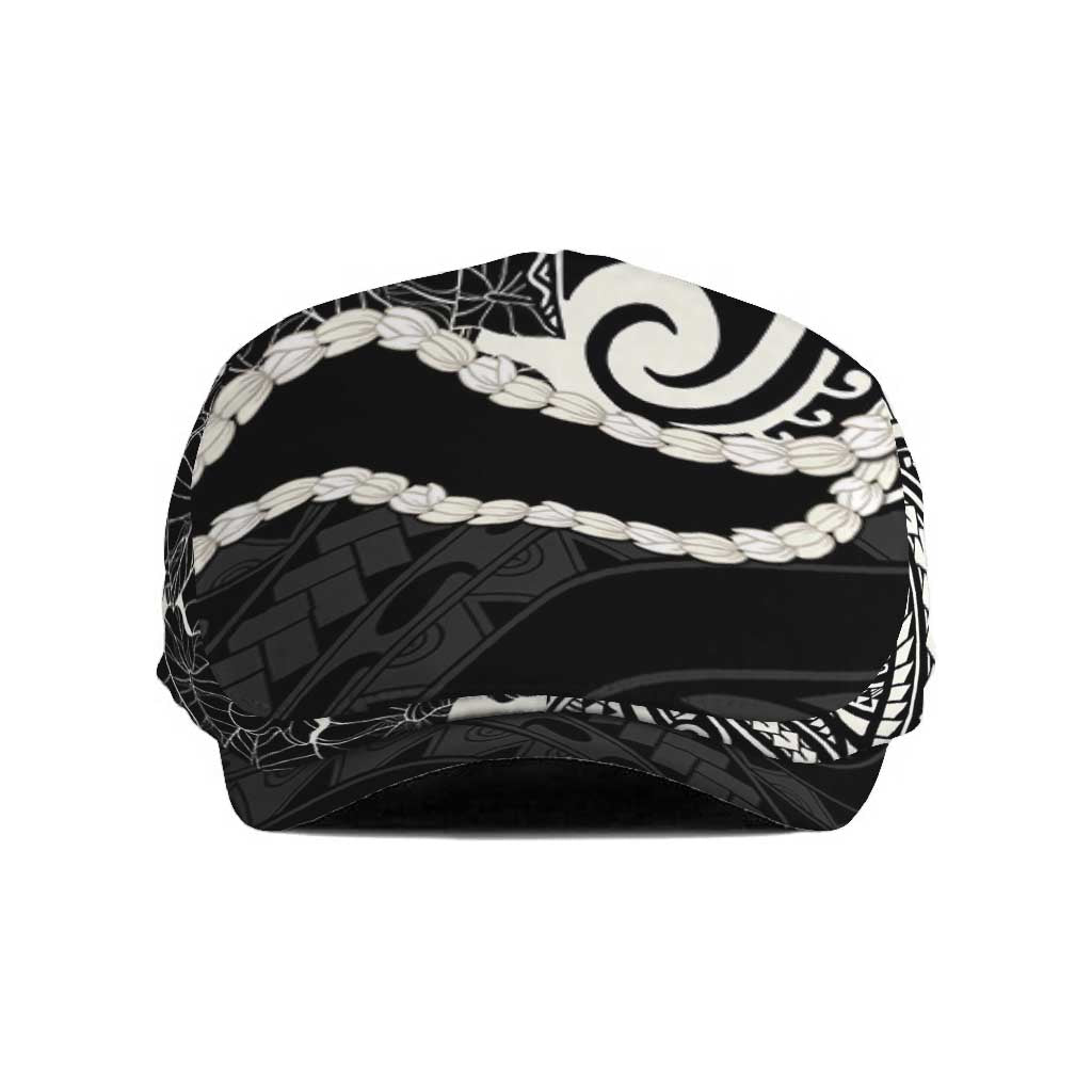 Aloha Hawaii Kalo Pikake Lei Jeff Hat Chest Tattoo Black Hawaiian Pattern LT14 Black - Polynesian Pride