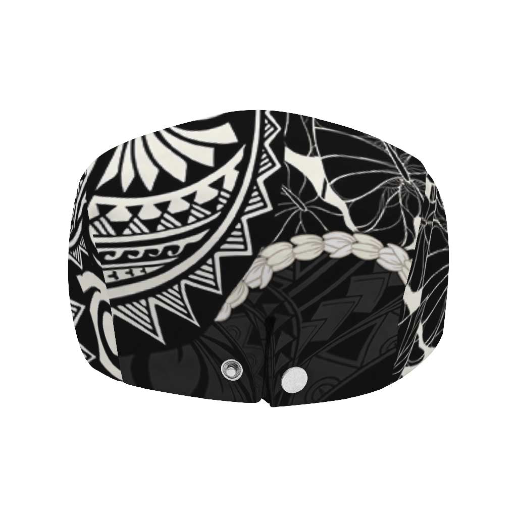 Aloha Hawaii Kalo Pikake Lei Jeff Hat Chest Tattoo Black Hawaiian Pattern LT14 - Polynesian Pride