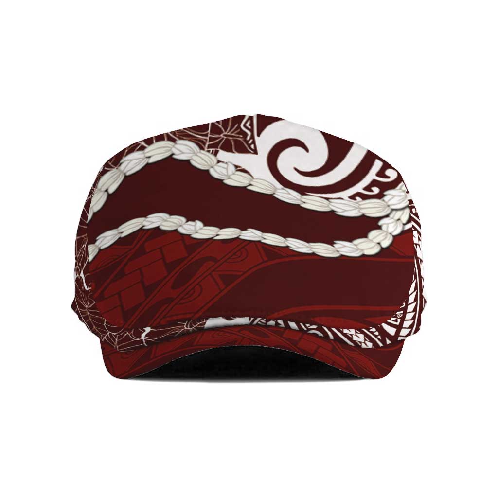 Aloha Hawaii Kalo Pikake Lei Jeff Hat Chest Tattoo Oxblood Hawaiian Pattern