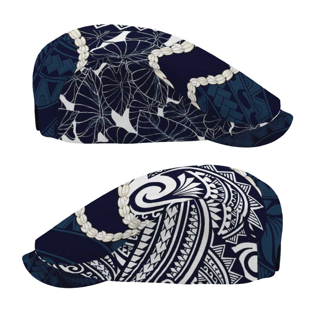 Aloha Hawaii Kalo Pikake Lei Jeff Hat Chest Tattoo Oxford Blue Hawaiian Pattern