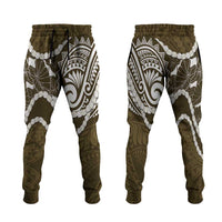 Aloha Hawaii Kalo Pikake Lei Jogger Pants Chest Tattoo Gold Hawaiian Pattern LT14 Gold - Polynesian Pride
