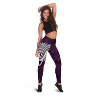Aloha Hawaii Kalo Pikake Lei Leggings Chest Tattoo Purple Hawaiian Pattern