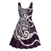 Aloha Hawaii Kalo Pikake Lei Midi Dress Chest Tattoo Purple Hawaiian Pattern LT14 - Polynesian Pride