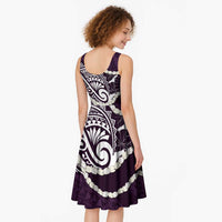 Aloha Hawaii Kalo Pikake Lei Midi Dress Chest Tattoo Purple Hawaiian Pattern LT14 - Polynesian Pride