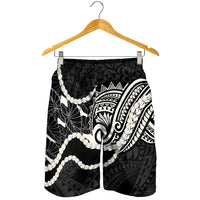 Aloha Hawaii Kalo Pikake Lei Shorts for Men Chest Tattoo Black Hawaiian Pattern