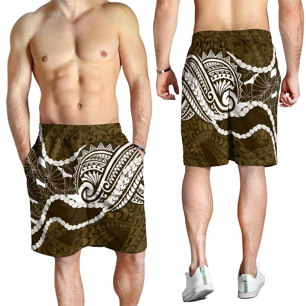 Aloha Hawaii Kalo Pikake Lei Shorts for Men Chest Tattoo Gold Hawaiian Pattern