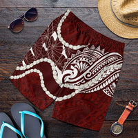 Aloha Hawaii Kalo Pikake Lei Shorts for Men Chest Tattoo Oxblood Hawaiian Pattern