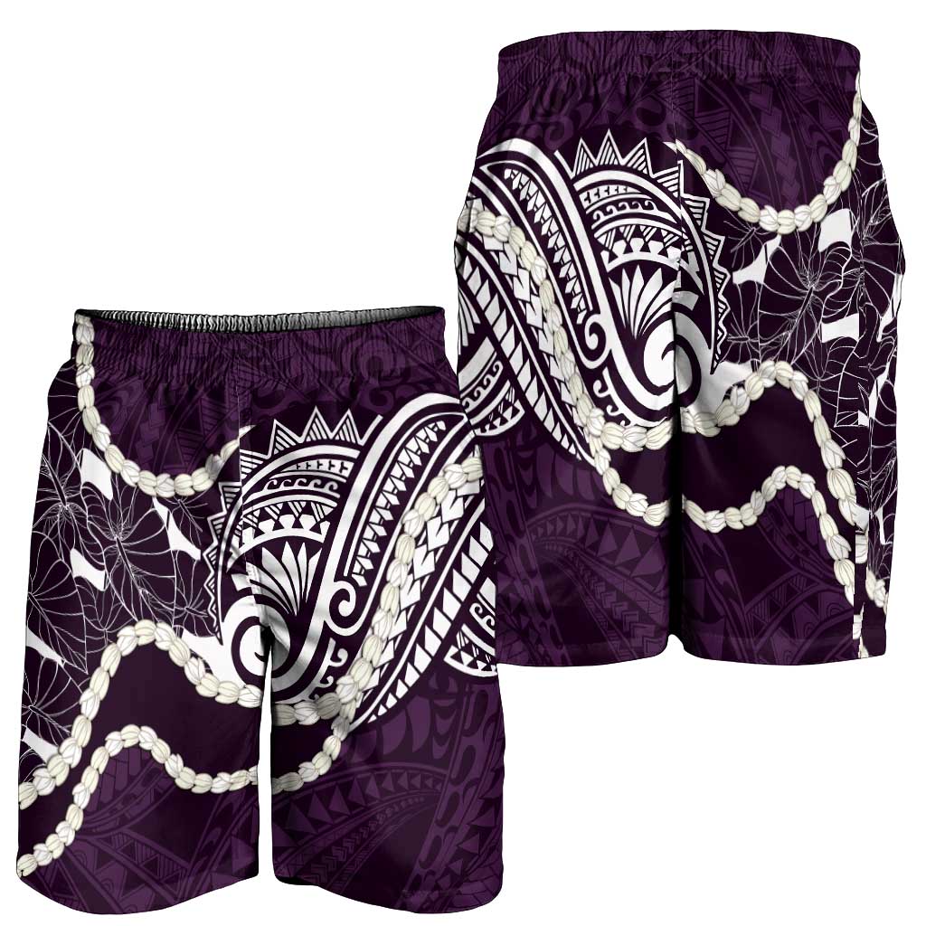 Aloha Hawaii Kalo Pikake Lei Shorts for Men Chest Tattoo Purple Hawaiian Pattern