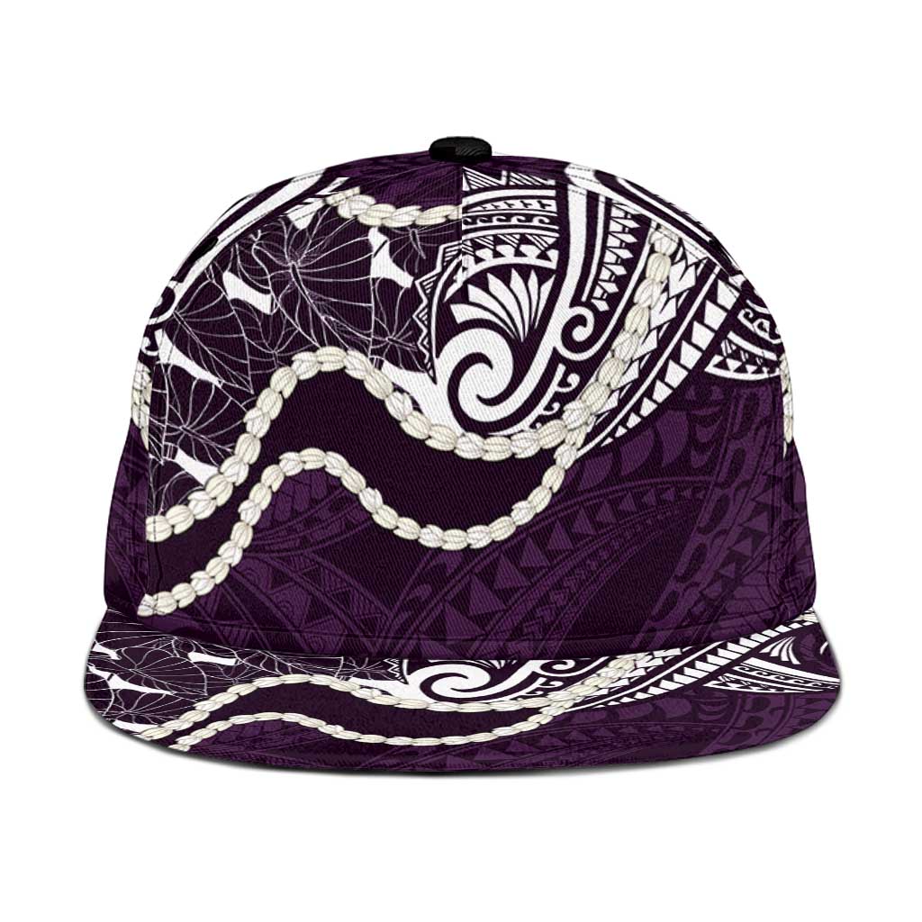 Aloha Hawaii Kalo Pikake Lei Snapback Cap Chest Tattoo Purple Hawaiian Pattern