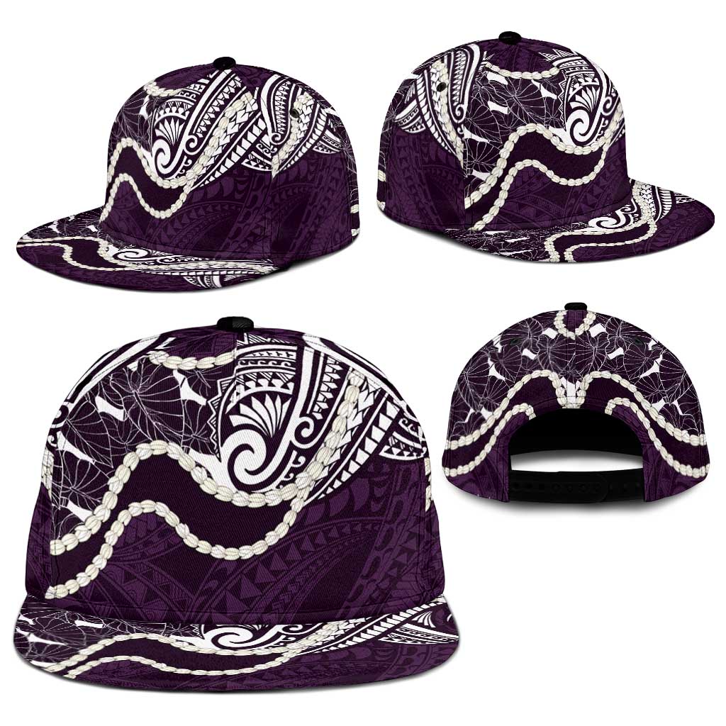 Aloha Hawaii Kalo Pikake Lei Snapback Cap Chest Tattoo Purple Hawaiian Pattern