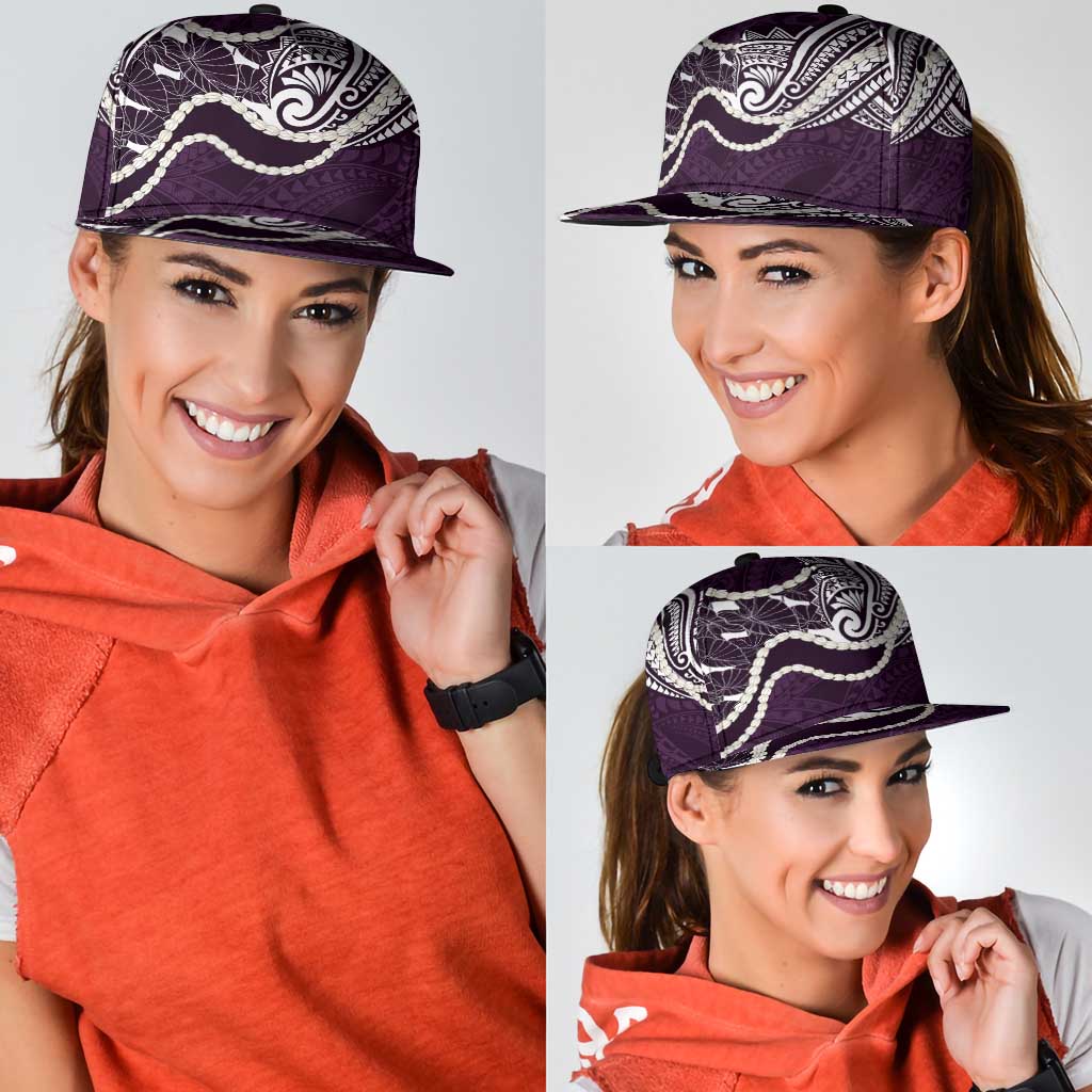 Aloha Hawaii Kalo Pikake Lei Snapback Cap Chest Tattoo Purple Hawaiian Pattern