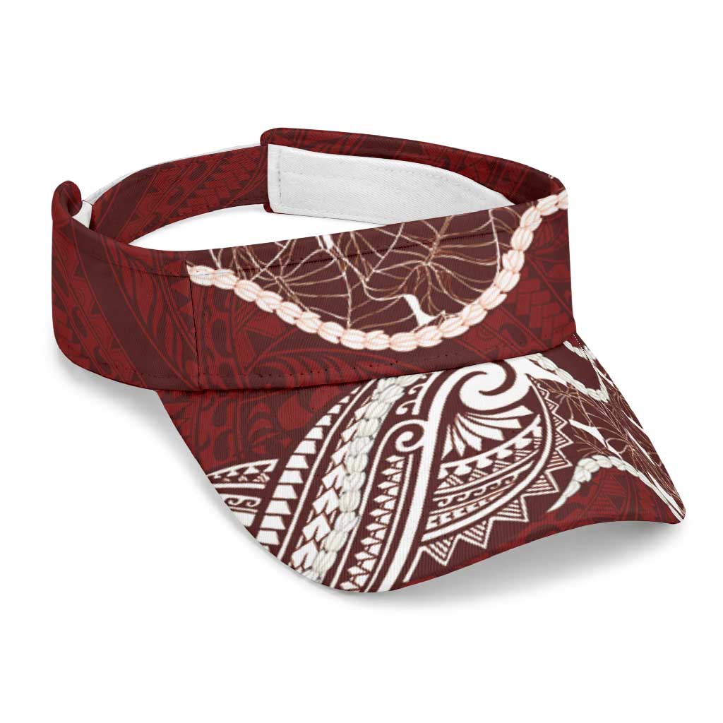Aloha Hawaii Kalo Pikake Lei Sun Visor Cap Chest Tattoo Oxblood Hawaiian Pattern