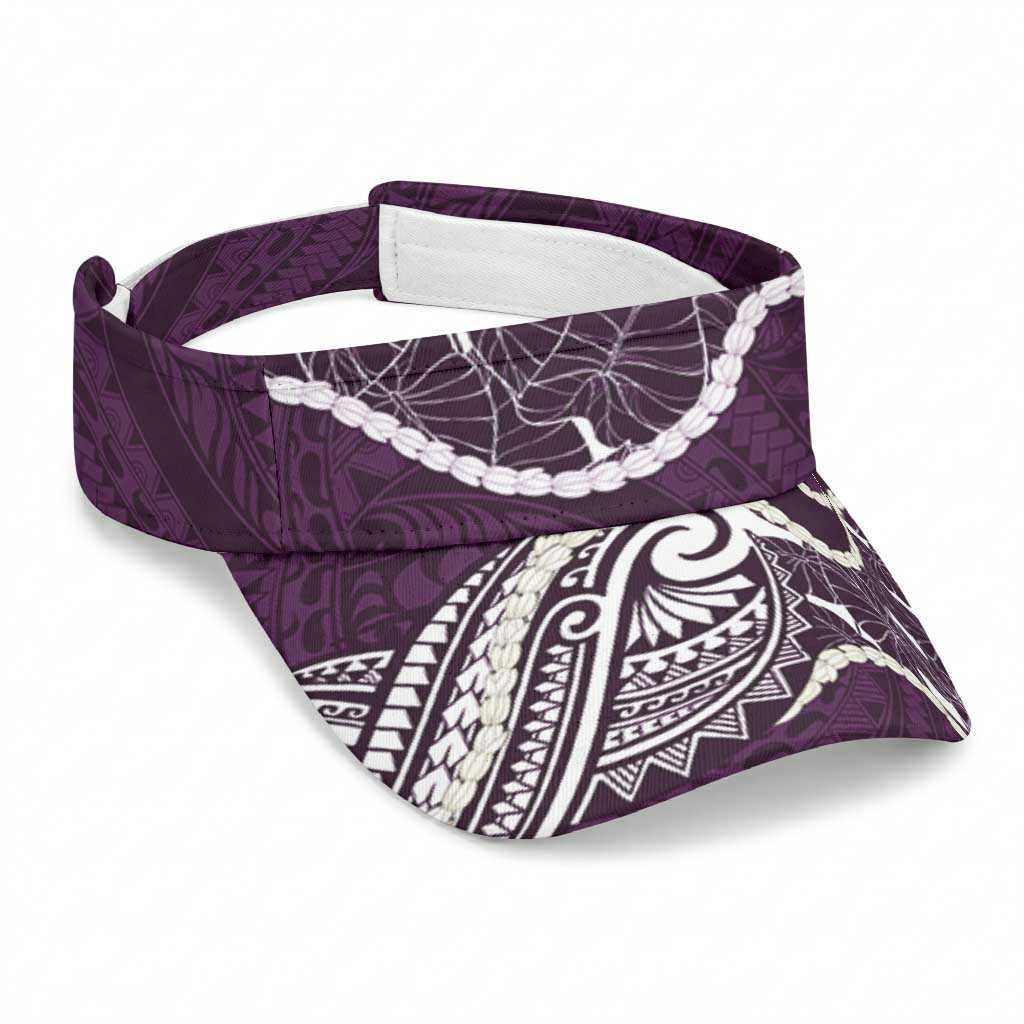 Aloha Hawaii Kalo Pikake Lei Sun Visor Cap Chest Tattoo Purple Hawaiian Pattern
