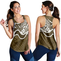 Aloha Hawaii Kalo Pikake Lei Women Racerback Tank Chest Tattoo Gold Hawaiian Pattern