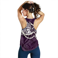 Aloha Hawaii Kalo Pikake Lei Women Racerback Tank Chest Tattoo Purple Hawaiian Pattern