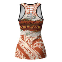 Aloha Hawaii Mikioi Lei Hollow Tank Top Cattail Red Tropical Flower Pattern LT14 - Polynesian Pride