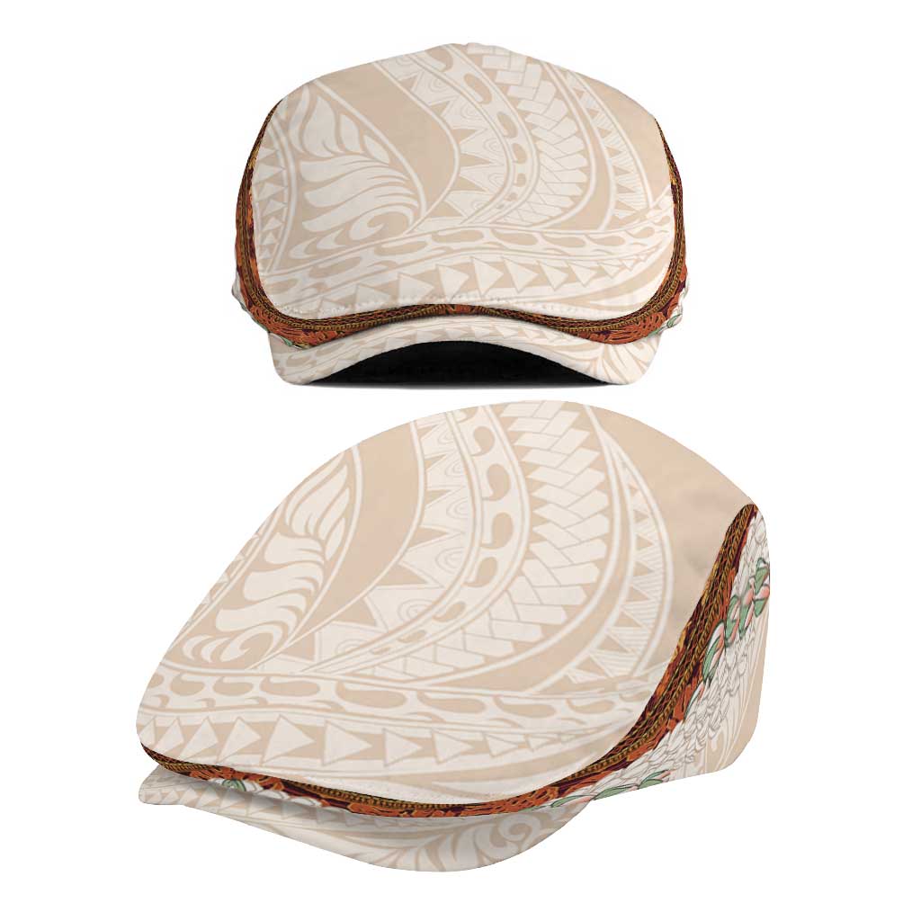 Aloha Hawaii Mikioi Lei Jeff Hat Beige Tropical Flower Pattern - Polynesian Pride