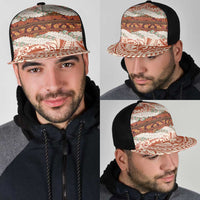 Aloha Hawaii Mikioi Lei Mesh Trucker Cap Cattail Red Tropical Flower Pattern - Polynesian Pride