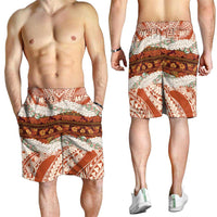 Aloha Hawaii Mikioi Lei Shorts for Men Cattail Red Tropical Flower Pattern - Polynesian Pride