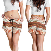 Aloha Hawaii Mikioi Lei Shorts for Women Cattail Red Tropical Flower Pattern - Polynesian Pride