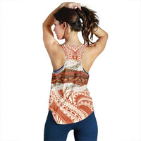 Aloha Hawaii Mikioi Lei Women Racerback Tank Cattail Red Tropical Flower Pattern - Polynesian Pride