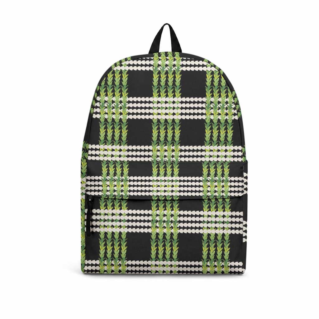 Aloha Hawaii Pakalana Pikake Lei Backpack Palaka Inspired Hawaiian-plaid Black