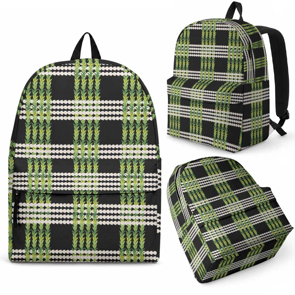Aloha Hawaii Pakalana Pikake Lei Backpack Palaka Inspired Hawaiian-plaid Black