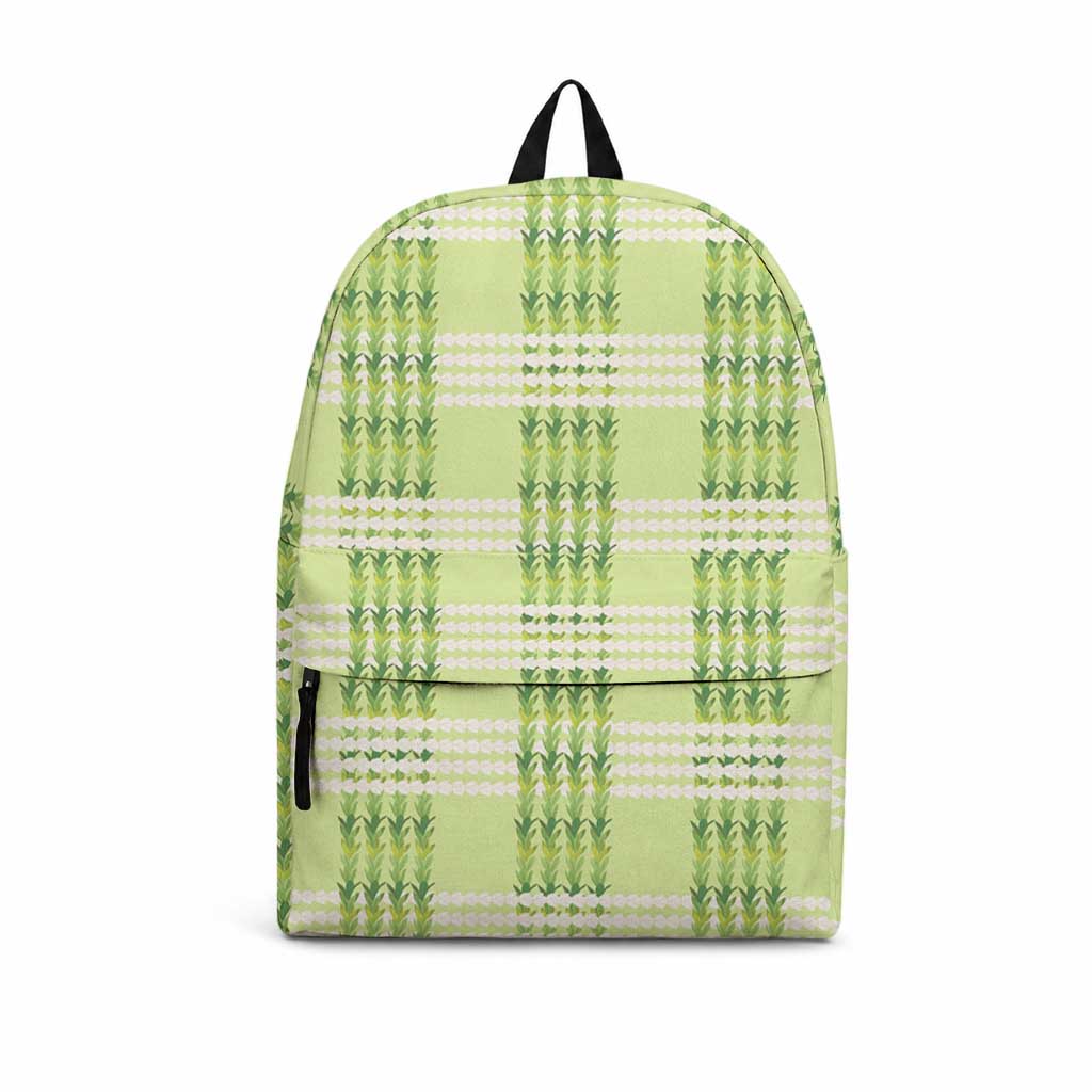 Aloha Hawaii Pakalana Pikake Lei Backpack Palaka Inspired Hawaiian-plaid Pastel Green LT14 Green - Polynesian Pride