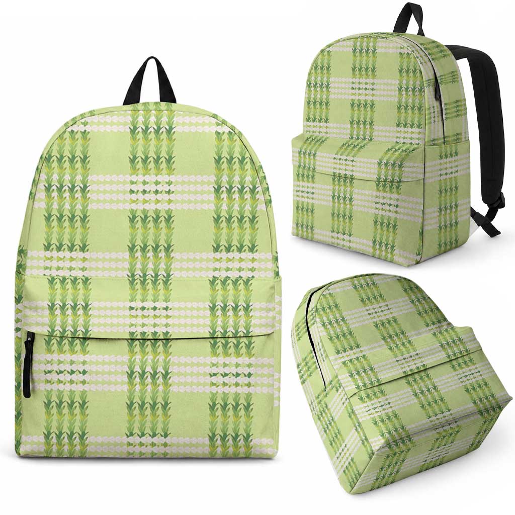 Aloha Hawaii Pakalana Pikake Lei Backpack Palaka Inspired Hawaiian-plaid Pastel Green