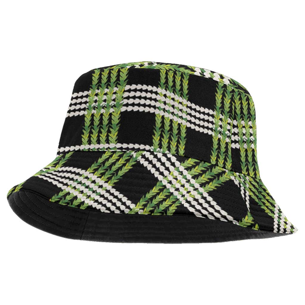 Aloha Hawaii Pakalana Pikake Lei Bucket Hat Palaka Inspired Hawaiian-plaid Black LT14 One Size Black - Polynesian Pride